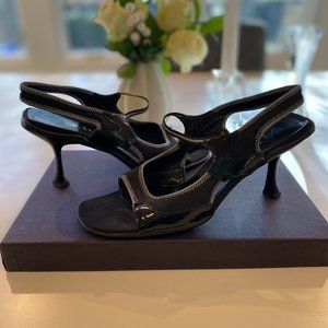 Prada Black Kitten Heel Slingback Sandal